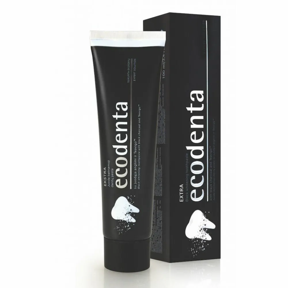 Specialistische Mondverzorging|Spoelen & Poetsen<Ecodenta Tandpasta Extra Whitening Black Houtskool 100 ml