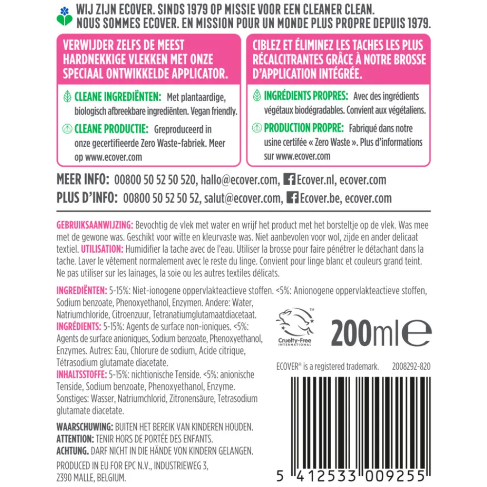 Vlekkenverwijderaar<Ecover Ontvlekker 200 ml