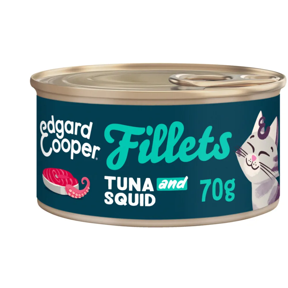 Kattenvoer<Edgard & Cooper Kattenvoer Fillets Tonijn - Inktvis 70 gr