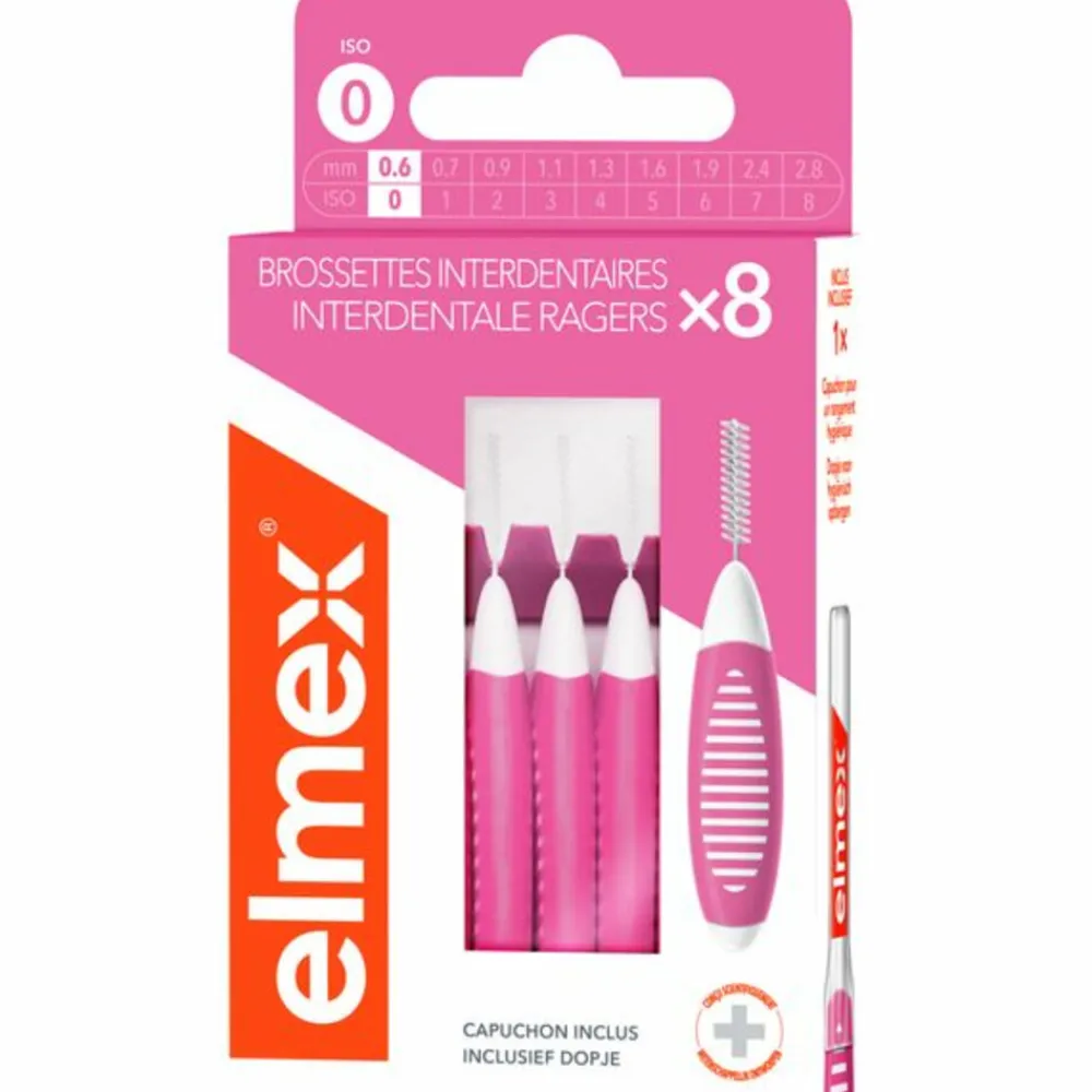 Flossen & Ragen<Elmex Interdentale Ragers 0,6 mm Roze ISO Maat 0 8 stuks