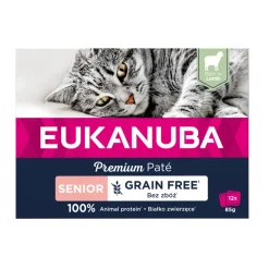 Kattenvoer<Eukanuba Premium Paté Graanvrij Senior Kattenvoer Nat Zalm Multi-Pack 12 x 85 gr