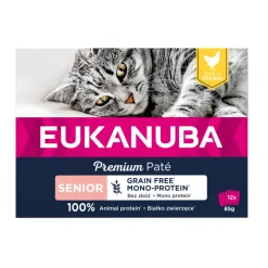 Kattenvoer<Eukanuba Premium Paté Graanvrij Senior Kattenvoer Nat Kip Multi-Pack 12 x 85 gr