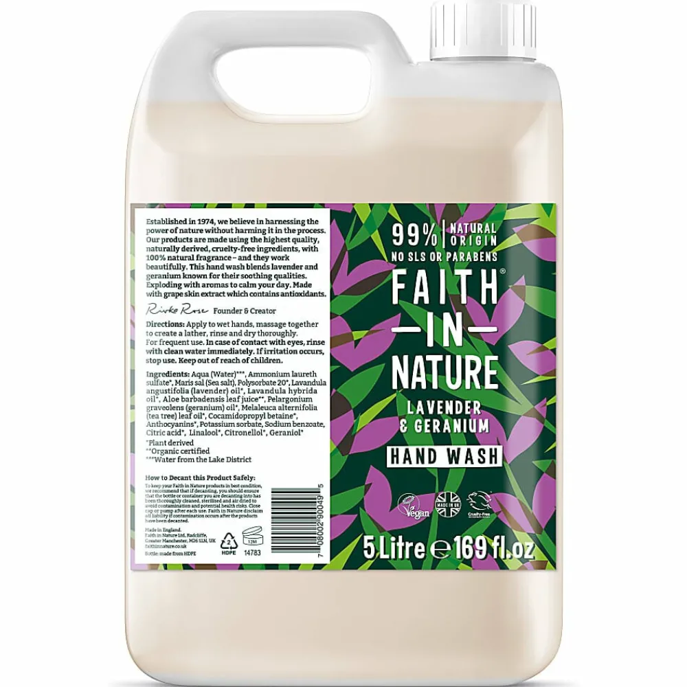 Handzeep Navulling Lavendel & Geranium 5 liter^Faith In Nature Clearance