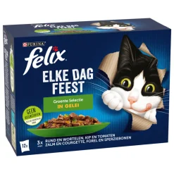 Kattenvoer<Felix Elke Dag Feest Groente Selectie in Gelei 12 x 85 gr
