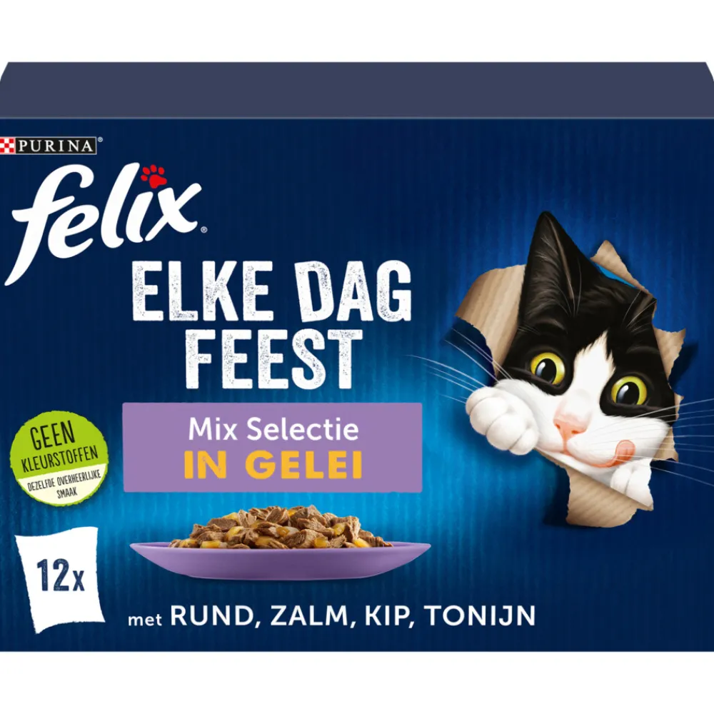 Elke Dag Feest Mix Selectie in Gelei 7+ Jaar 12 x 85 gr^Felix Outlet