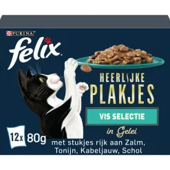Sale Heerlijke Plakjes in Gelei Selectie Vis 12 x 80 gr Kattenvoer