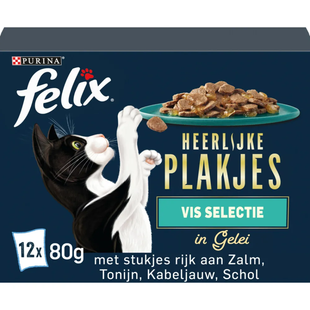 Sale Heerlijke Plakjes in Gelei Selectie Vis 12 x 80 gr Kattenvoer