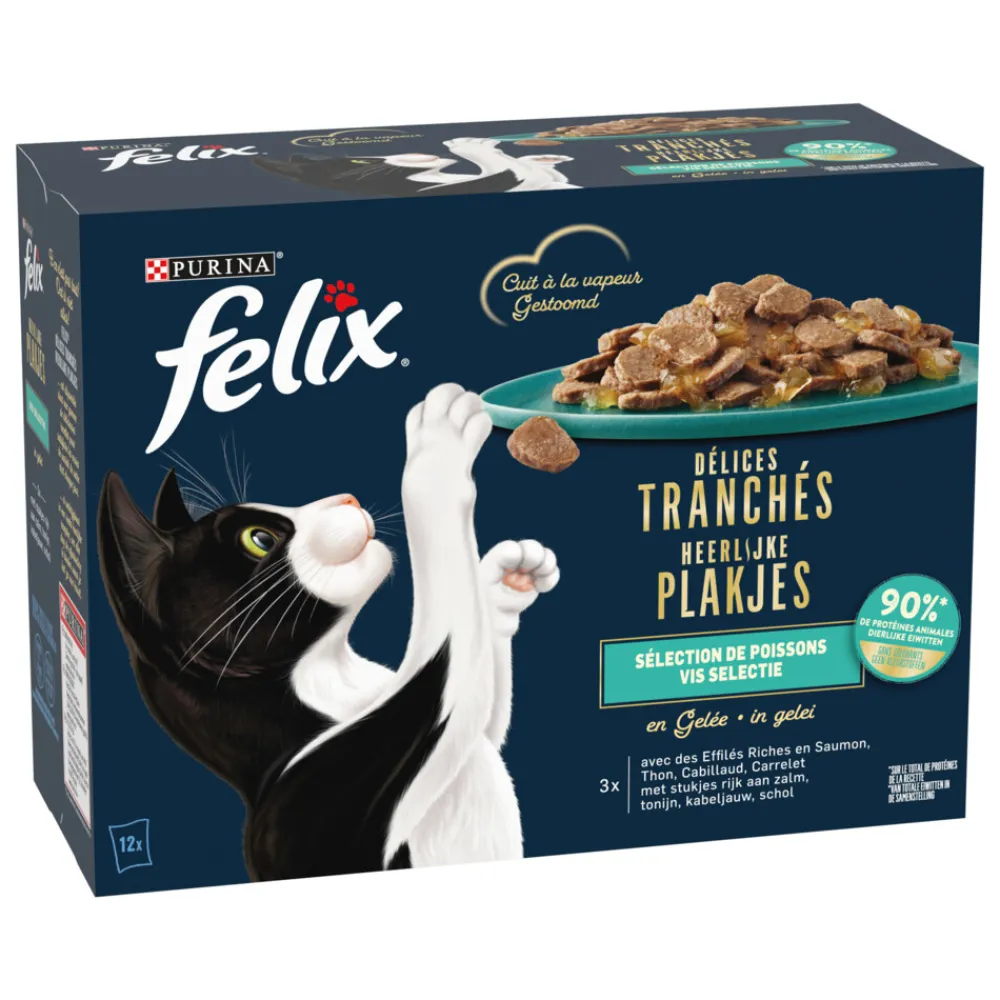 Sale Heerlijke Plakjes in Gelei Selectie Vis 12 x 80 gr Kattenvoer