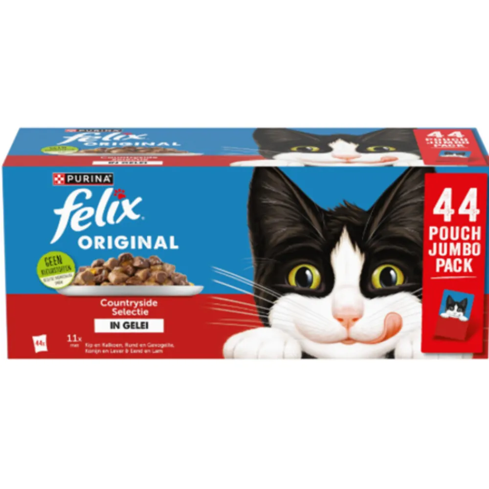 Kattenvoer<Felix Original Countryside Selectie in Gelei 44 x 85 gr