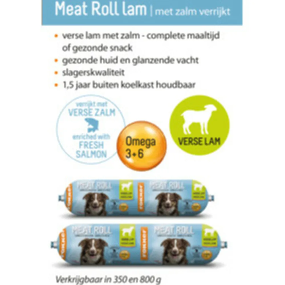 Hondenvoer<Fokker Meat Roll Hondenvoer Nat Lam - Zalm 350 gr