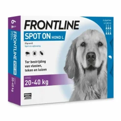 Spot On Anti Vlooien en Teken Druppels Hond 20 - 40 kg 6 pipetten^Frontline Discount