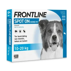 Spot On Anti Vlooien en Teken Druppels Hond 10 - 20 kg 6 pipetten^Frontline New