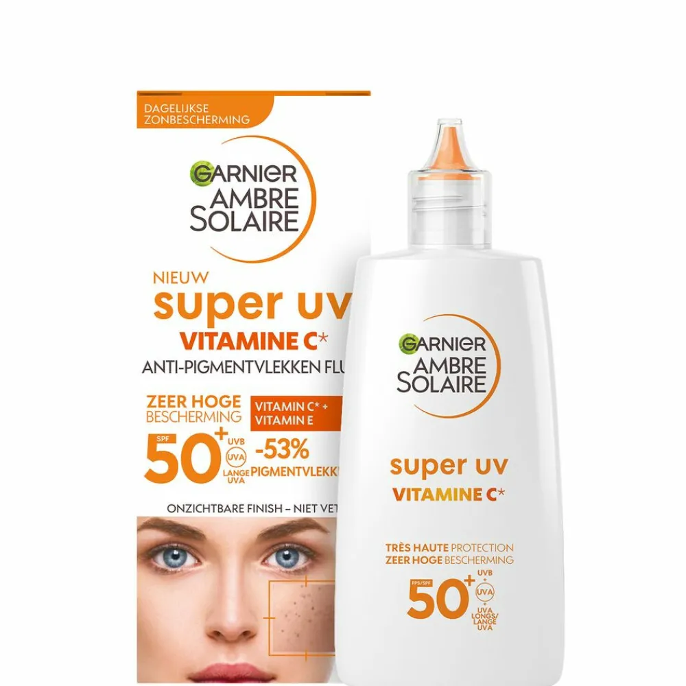 Zonbescherming<Garnier Ambre Solaire Face Super UV Vitamine C* Anti-Pigmentvlekken Fluid SPF 50+ 40 ml