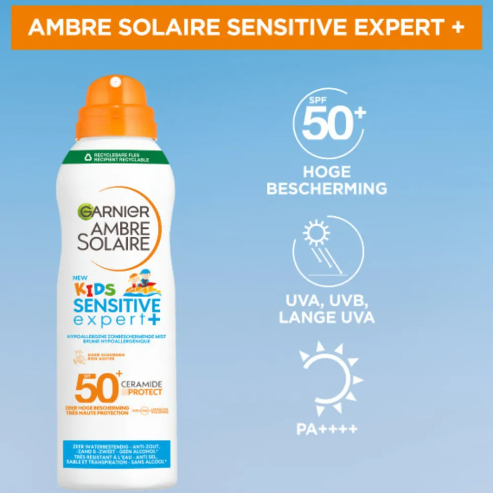 Zonbescherming<Garnier Ambre Solaire Sensitive Expert+ Kids Zonnebrandspray Mist SPF 50+ 150 ml