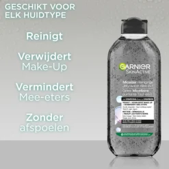 Clearance SkinActive Micellair Reinigingswater Jelly-water Alles-in-1 met Charcoal 400 ml Make-Up Remover|Reiniging