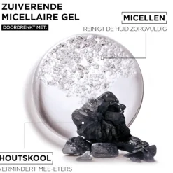 Clearance SkinActive Micellair Reinigingswater Jelly-water Alles-in-1 met Charcoal 400 ml Make-Up Remover|Reiniging