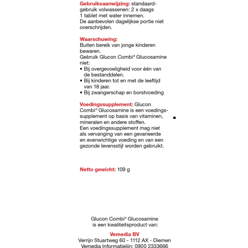 Discount Combi Glucosamine Chondroïtine/MSN + Mangaan 60 tabletten Speciale Bestanddelen