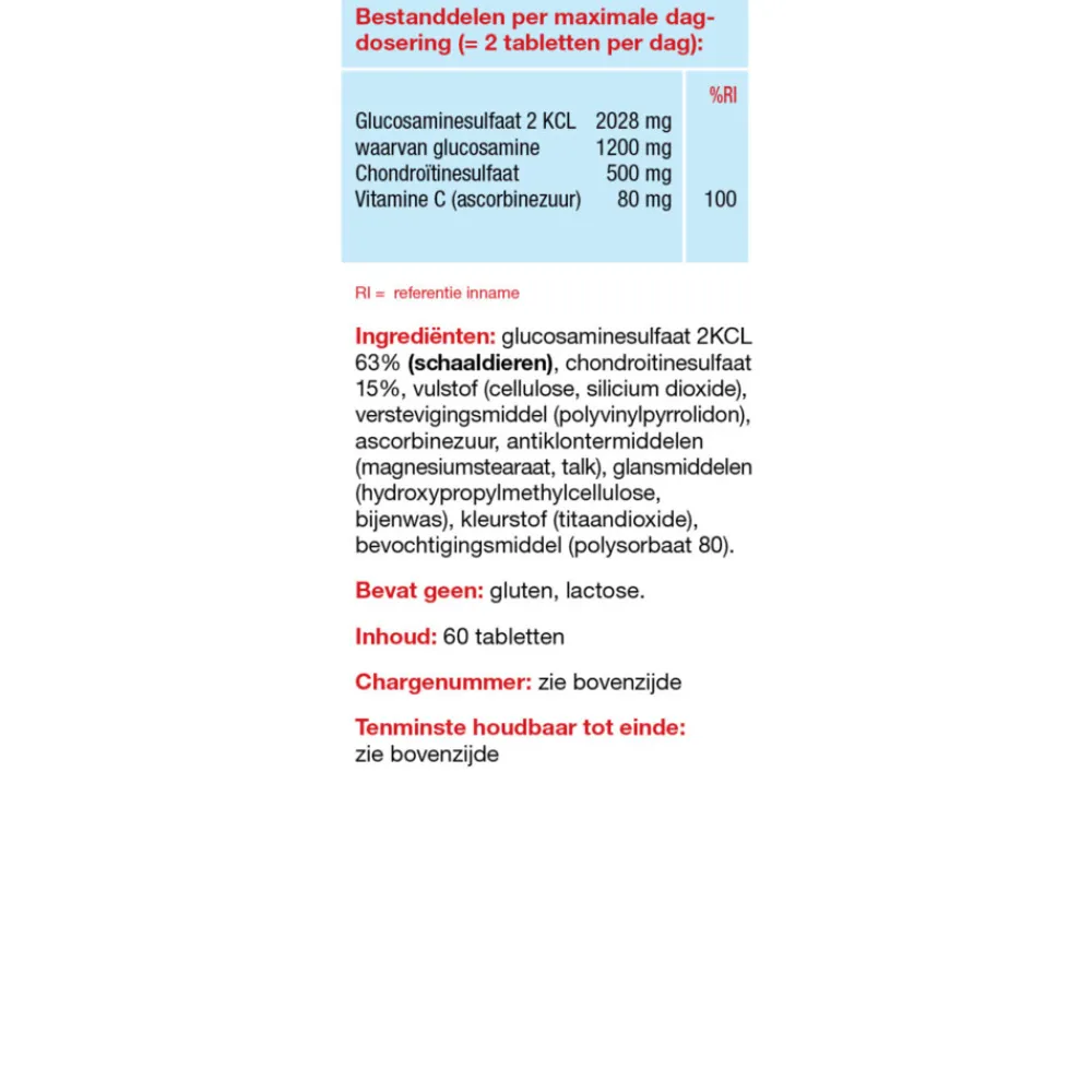 Hot Glucosamine 60 tabletten Speciale Bestanddelen