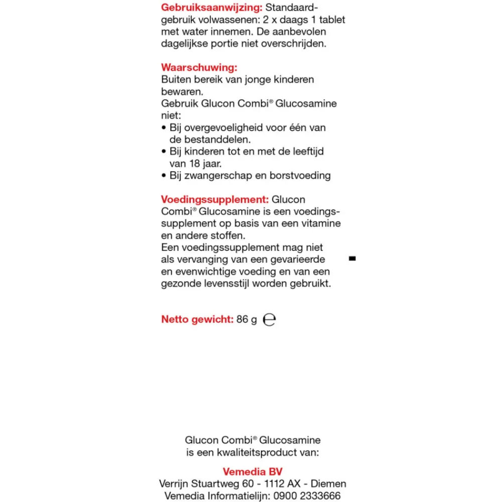 Hot Glucosamine 60 tabletten Speciale Bestanddelen