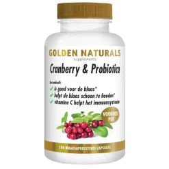 Cranberry & Probiotica Maagsapresistent 180 vegacapsules^Golden Naturals Outlet