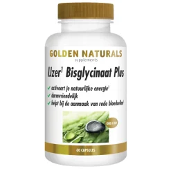 Mineralen<Golden Naturals IJzer Bisglycinaat Plus 60 vegacapsules