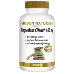 Mineralen<Golden Naturals Magnesium Citraat 400mg Vegan 180 tabletten