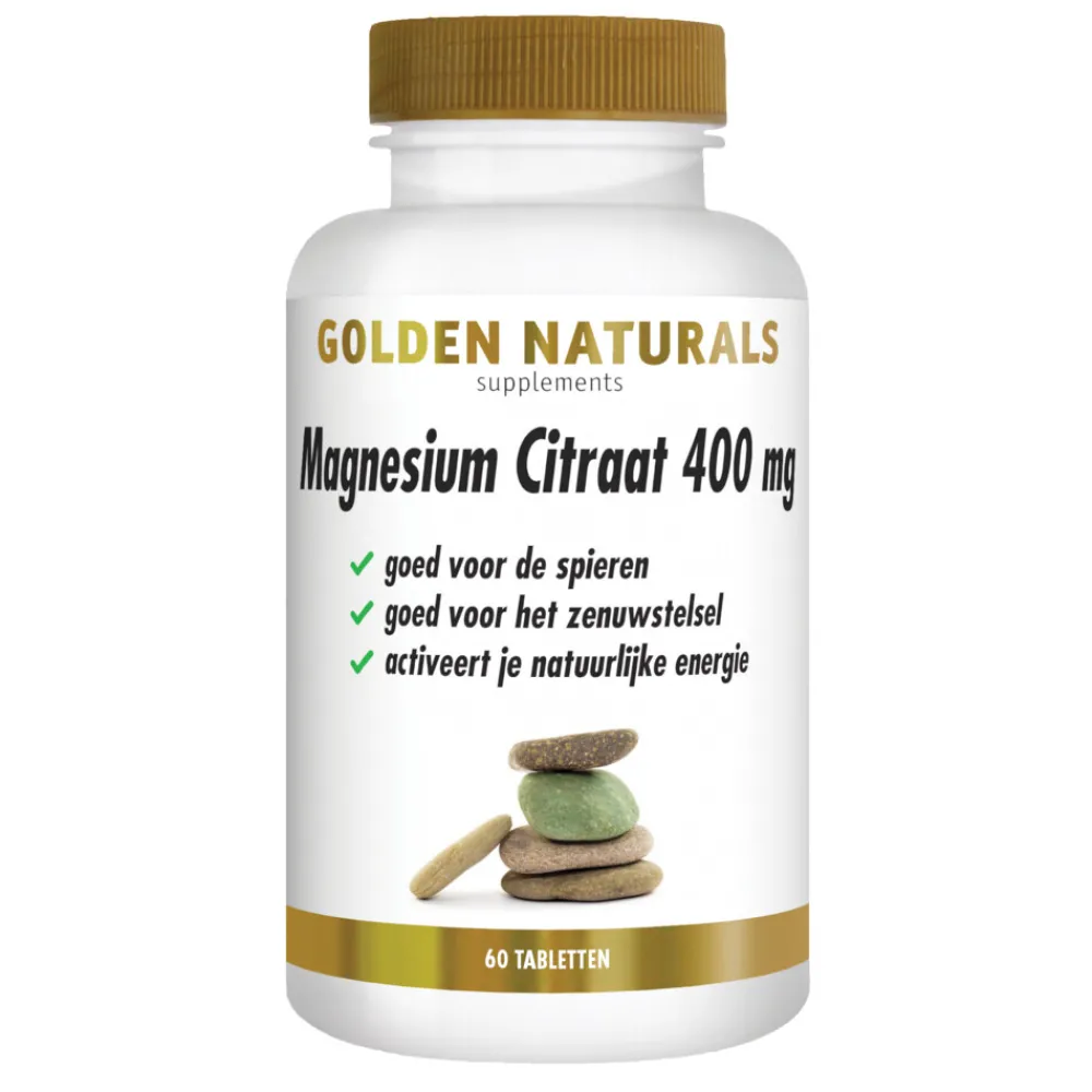 Mineralen<Golden Naturals Magnesium Citraat 400mg Vegan 60 tabletten