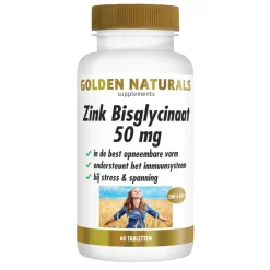 Mineralen<Golden Naturals Zink Bisglycinaat 50mg Vegan 60 tabletten