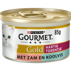 Kattenvoer<Gourmet Gold Blik Hartig Torentje Zalm 85 gr