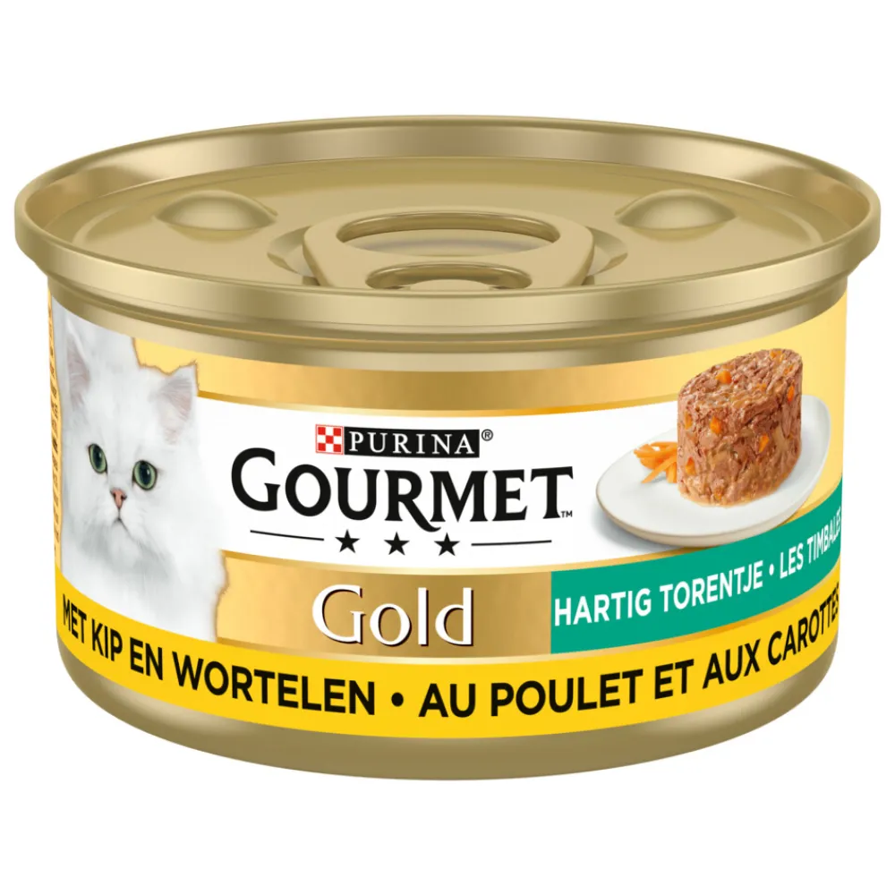 Kattenvoer<Gourmet Gold Hartig Torentje Kip - Wortel 85 gr