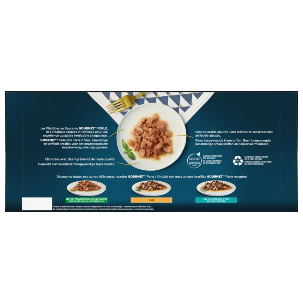 Best Perle Mini Filets in Saus Kalkoen, Eend, Tonijn & Lam 40 x 85 gr Kattenvoer