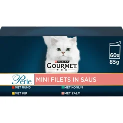 Discount Perle Mini Filets Multipack Vlees - Vis 60 x 85 gr Kattenvoer