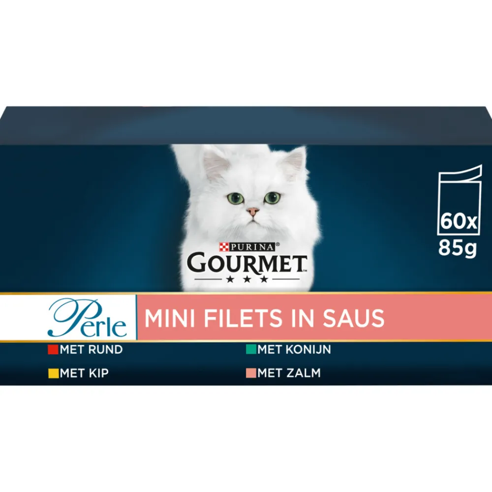 Discount Perle Mini Filets Multipack Vlees - Vis 60 x 85 gr Kattenvoer