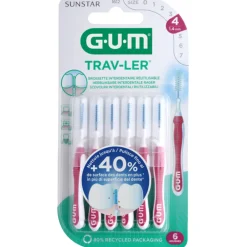 Flossen & Ragen<GUM Trav-Ler Ragers Aubergine 1.4mm 6 stuks