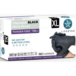Discount Handschoenen Nitril Poedervrij Zwart XL 100 stuks Hulpmiddelen