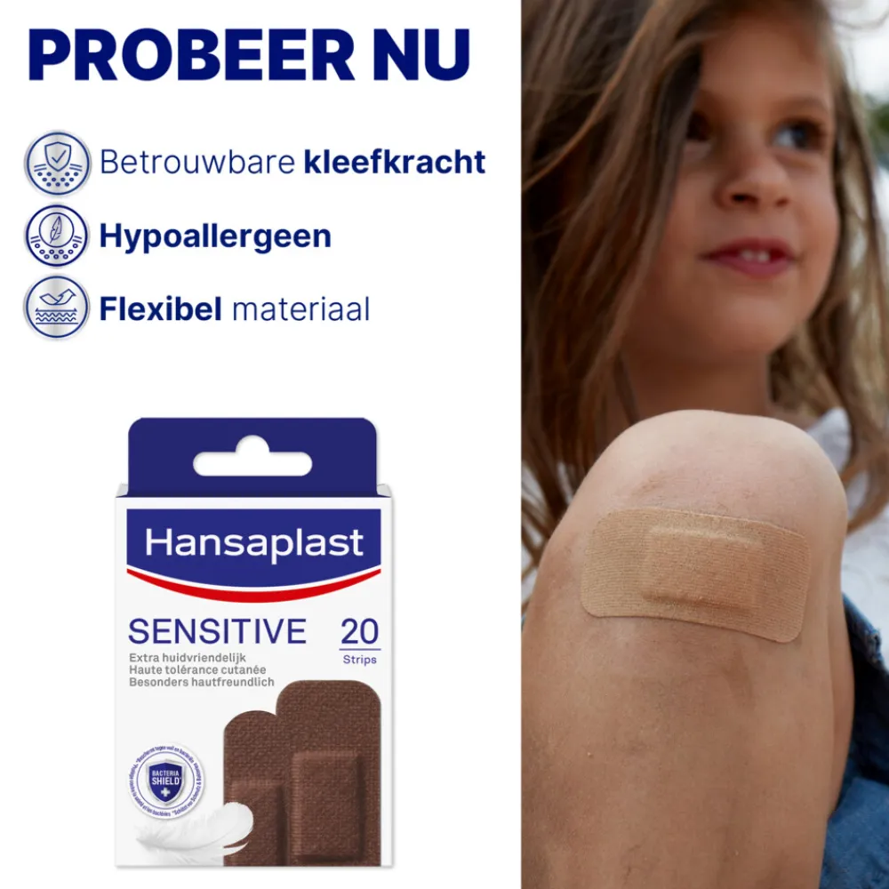 Pleisters<Hansaplast Sensitive Pleister Dark 20 stuks