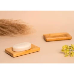 Bad & Douche<HappySoaps Zeep Houder van Bamboe van Bamboe voor Twee Zeep Bars 40 gr