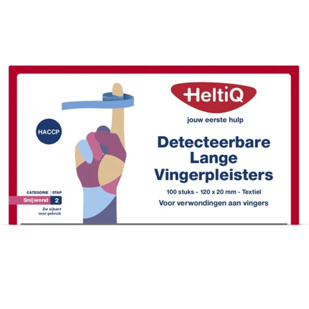 Pleisters<HeltiQ Vingerpleisters Detecteerbaar 120x20 mm Textiel 100 stuks