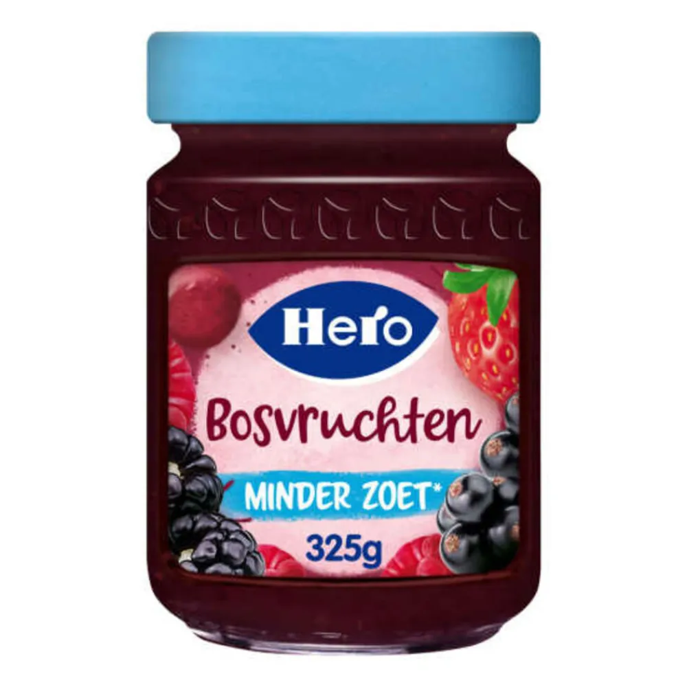 Beleg<Hero Jam Minder Zoet Bosvruchten 325 gr