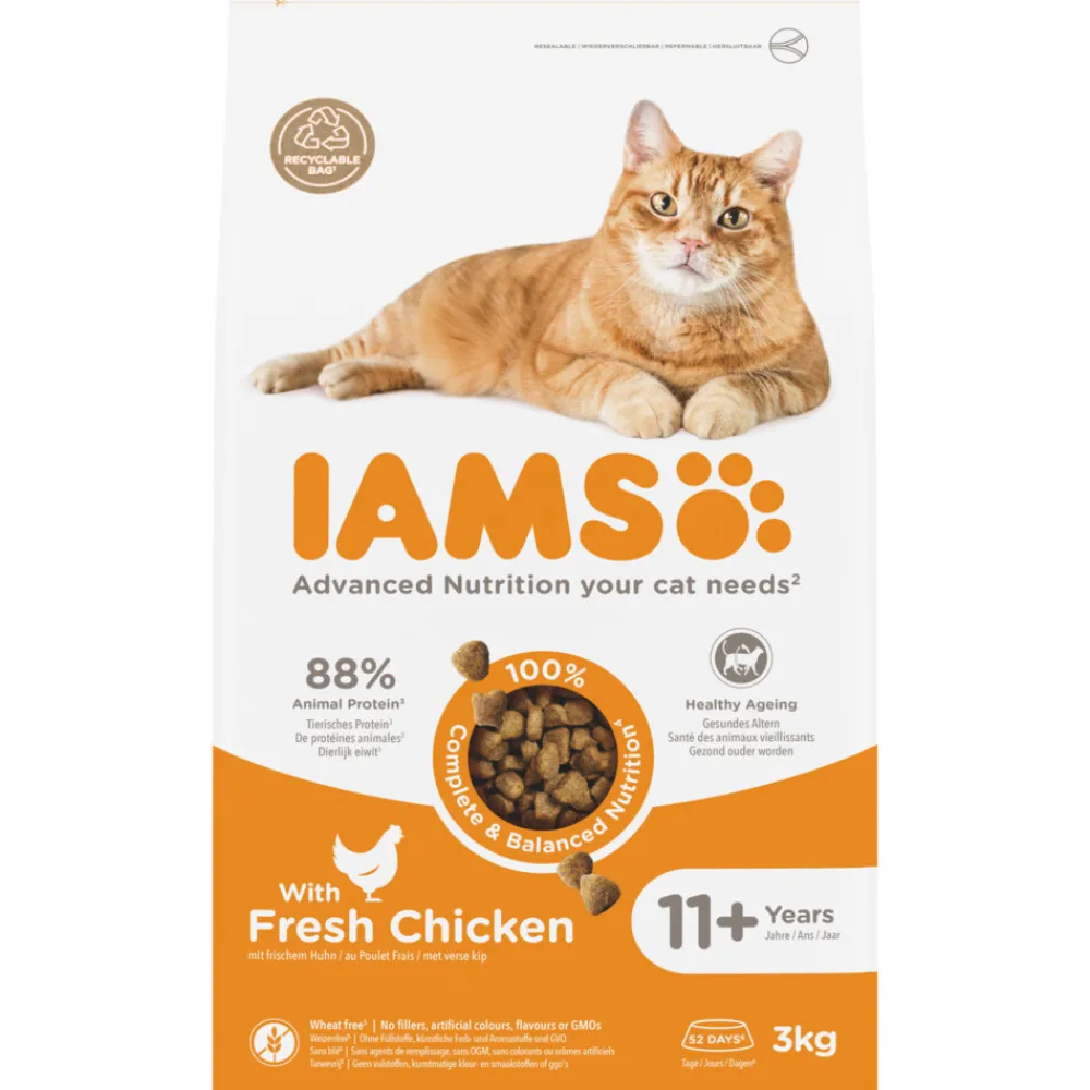 Kattenvoer<IAMS Cat senior 11+ Kattenvoer Chicken 3 kg