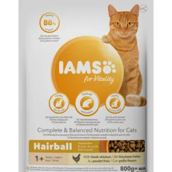 Kattenvoer<IAMS Kat Adult Hairball Control Kip 800 gr