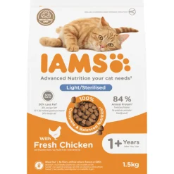 Kattenvoer<IAMS Kat Adult Sterilised - Overweight Kip 1,5 kg