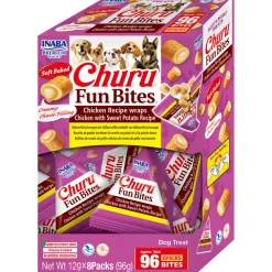 Snacks<Inaba Churu Fun Bites Wraps Hondensnack Multipack Chicken & Sweet Potato 8 x 12 gr