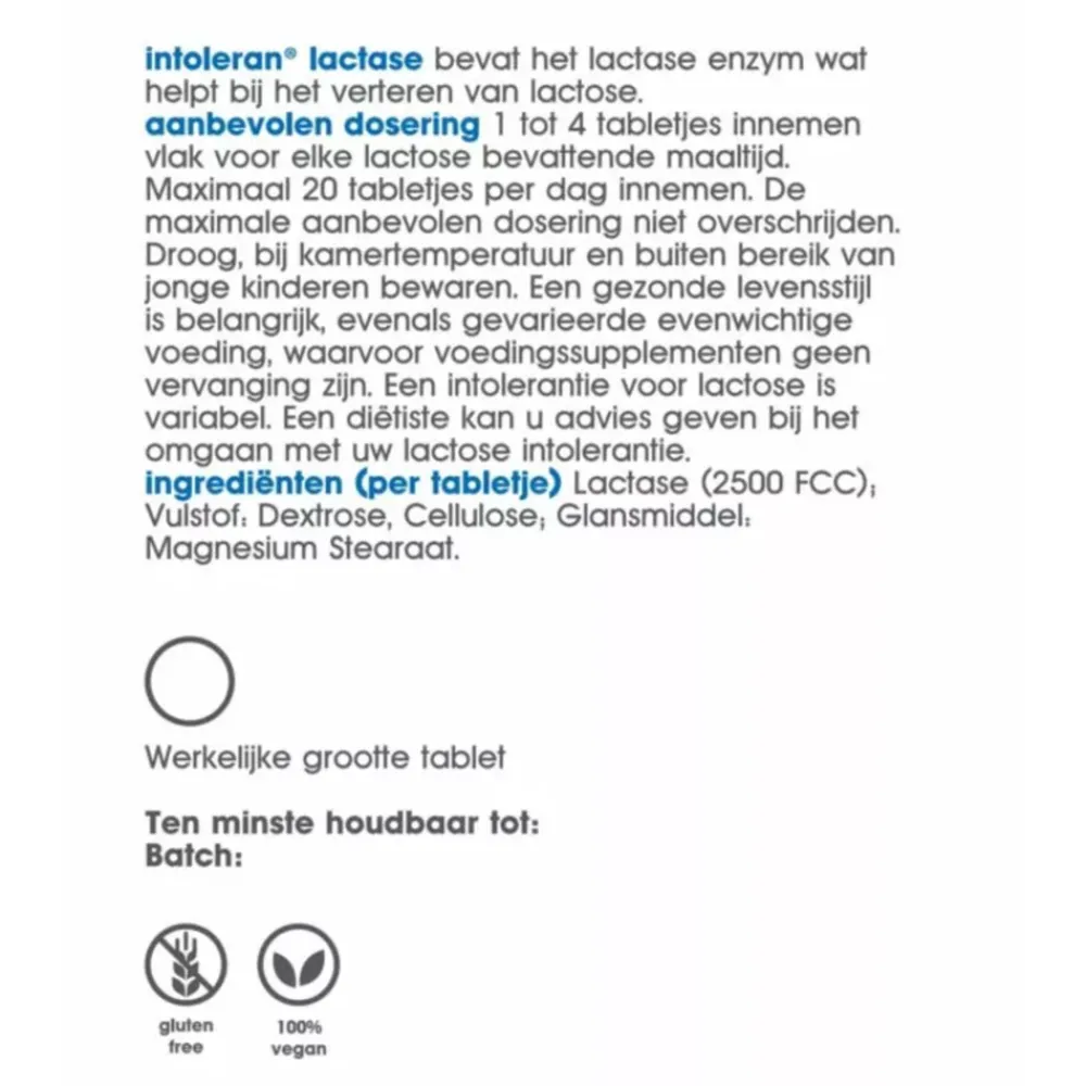 Speciale Bestanddelen<Intoleran Lactase 2.500 100 tabletten