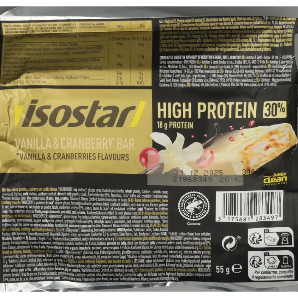 High Protein 30 Vanilla Cranberry 55 gr^Isostar Hot
