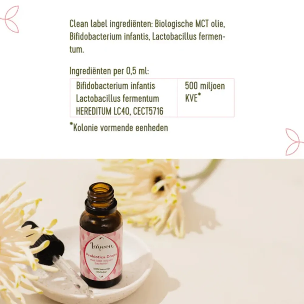 Vitaminen & Supplementen|Speciale Bestanddelen<Laveen Probiotica Drops Baby & Kind Biologisch 20 ml