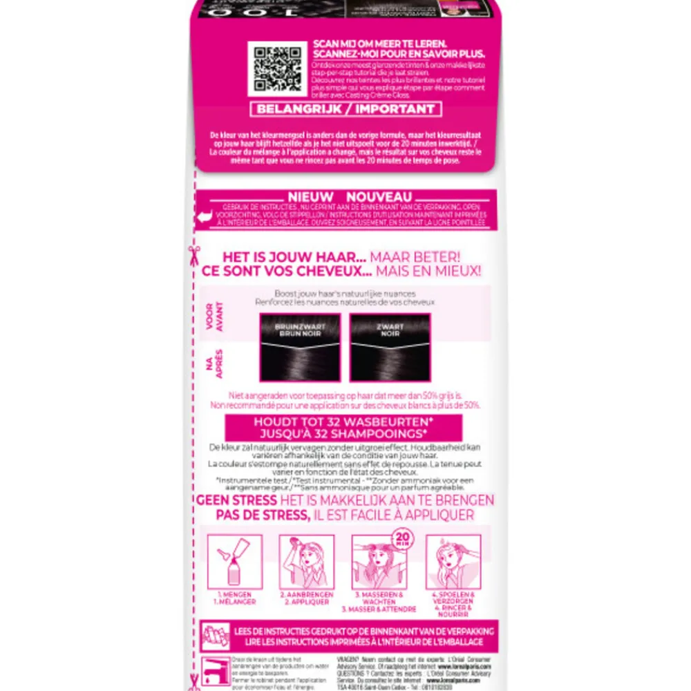 L'Oréal Casting Crème Gloss Semi-Permanente Haarkleuring 100 Zwart^LOréal Outlet