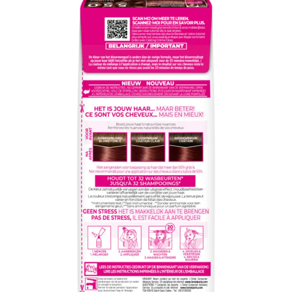 L'Oréal Casting Crème Gloss Semi-Permanente Haarkleuring 550 Licht Mahoniebruin^LOréal Online