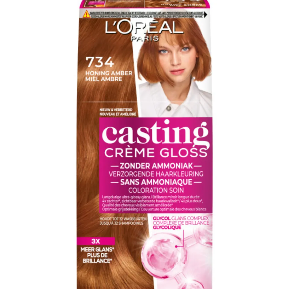 Haarkleuring<LOréal L'Oréal Casting Crème Gloss Semi-Permanente Haarkleuring 734 Midden Goud Koperblond