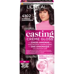 New L'Oréal Casting Crème Gloss Semi-Permanente Haarkleuring 4102 Parelmoer Kastanjebruin Haarkleuring